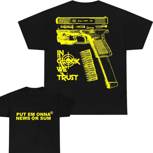 Put Em Onna New Or Sum Tshirt, Design Color Yellow - Full Color - Men's & Women's Tops