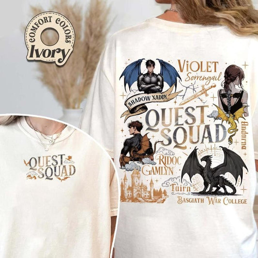 Quest Squad Broccoli Shirt, Onyx Storm T-Shirt For Fan, Dragon Rider Tee, Gift For Readers, Ridoc Gamlyn, Tairn And...