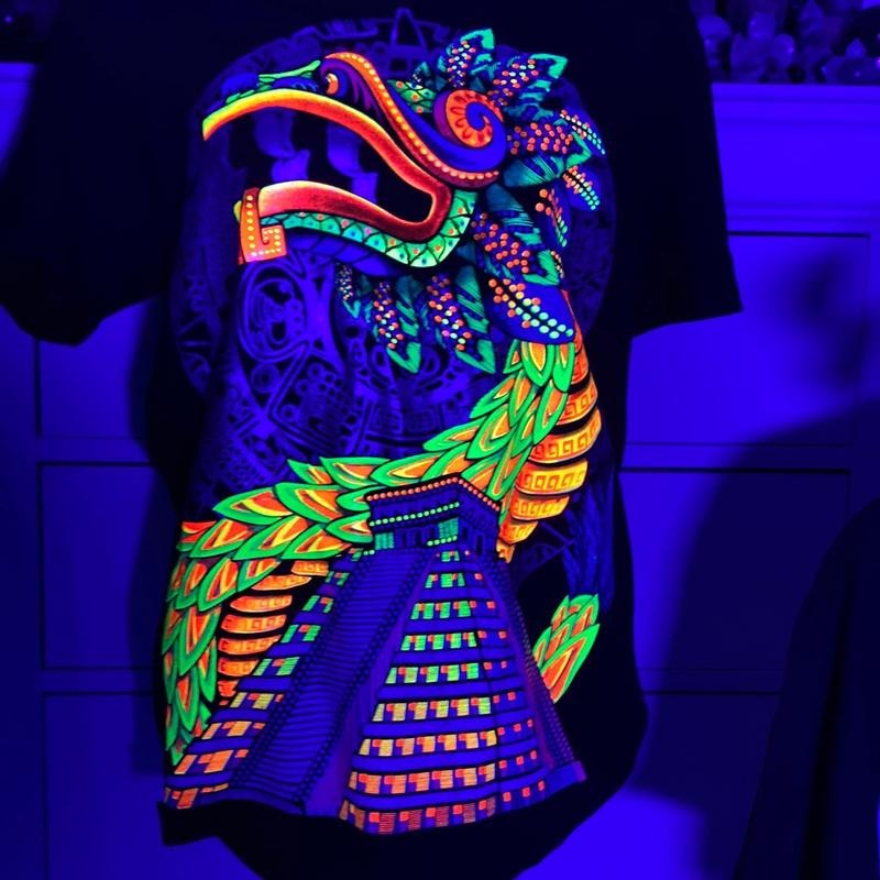Quetzalcoatl colores t-shirt Cotton Black Menswear Hoodie, Sweatshirt | InkThreadWorks.com