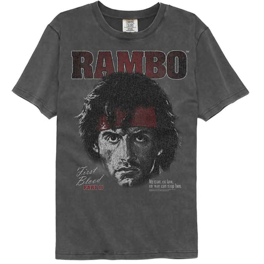Rambo - First Blood Pt 2 Portrait - American Classics - Gray Solid Adult Short Sleeve Comfort Color T-Shirt