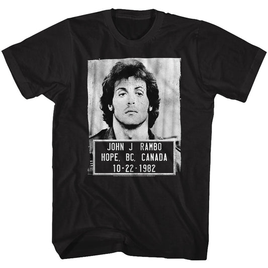 Rambo Mens S/S T-Shirt - Mugshot - Solid Black