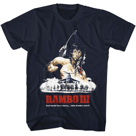 Rambo - God Would Have Mercy - American Classics - Solid Blue Adult Short Sleeve T-Shirt