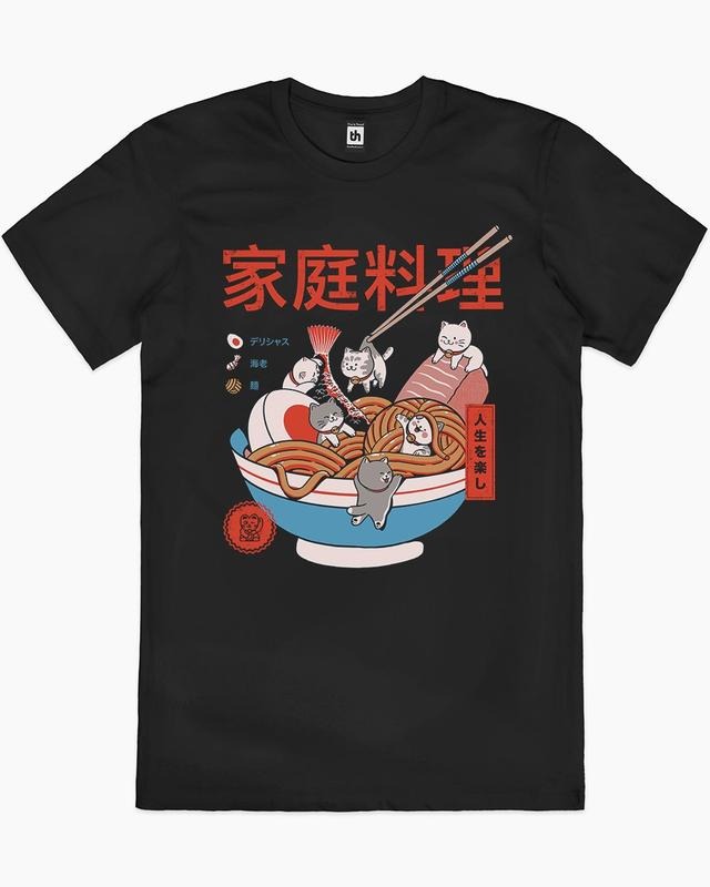 RAMEN AND MINI CATS T-SHIRT, Men Summer Fashion Cotton, Cotton Menswear, S to 3XL Soft Top Hoodie, Sweatshirt