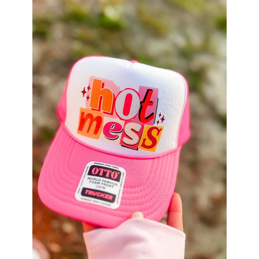 RANSOM HOT MESS NEON HOT PINK AND WHITE TRUCKER HAT
