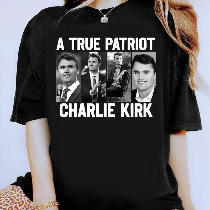 RIP Charlie Kirk Shirt, A True Patriot, USA Charlie Kirk, Charlie Kirk Memorial Hoodie, Sweatshirt | InkThreadWorks.com