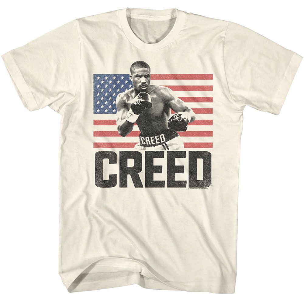 Rocky - Creed American Flag - American Classics - Solid Off-White Adult Short Sleeve T-Shirt
