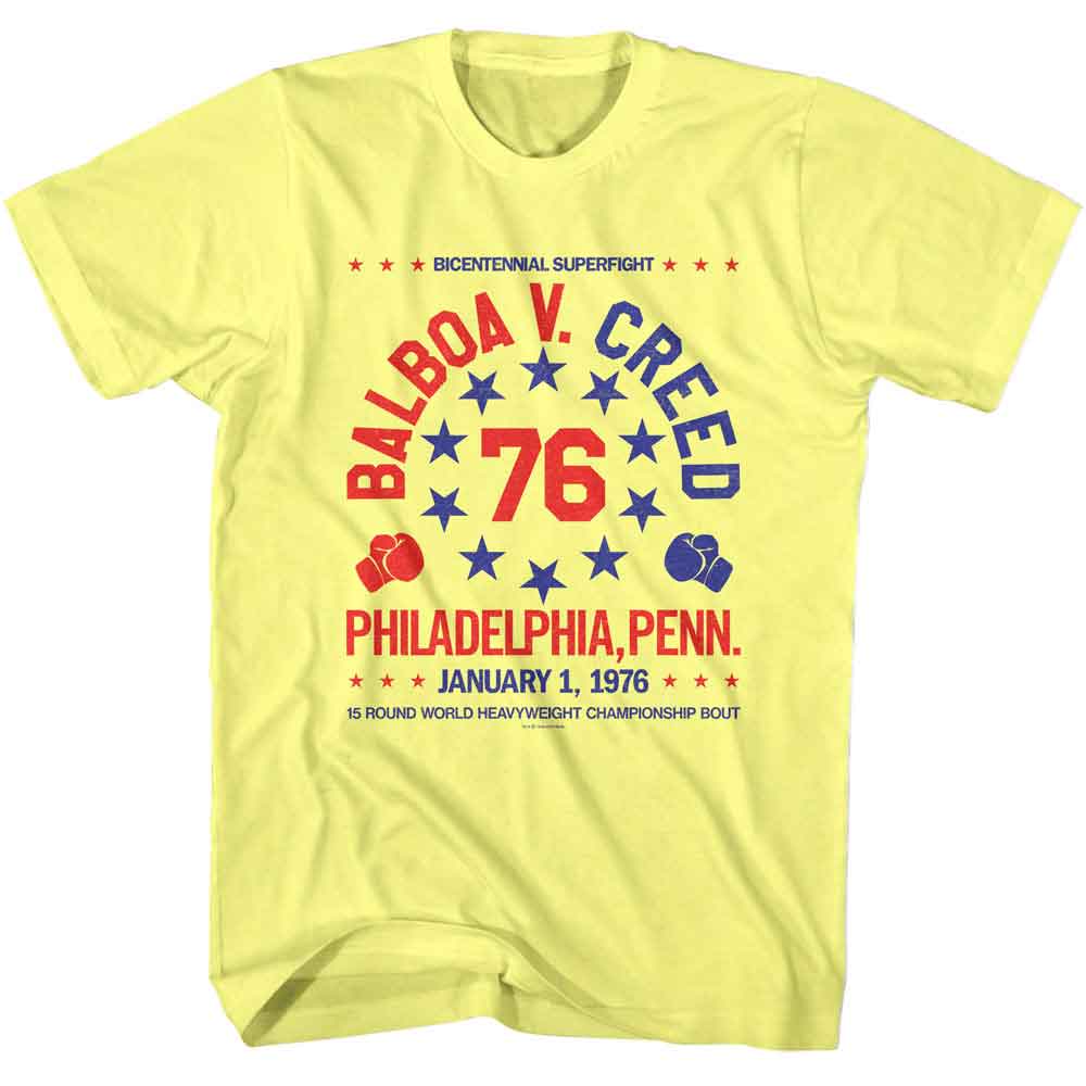 Rocky - Balboa V Creed 76 - American Classics - Yellow Heather Adult Short Sleeve T-Shirt