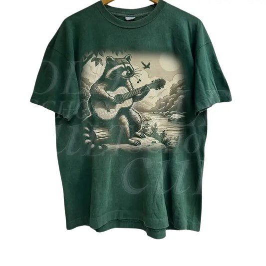 Raccoon Playing Guitar Vintage 90s Graphic Shirt, Raccoon Guitar Lovers Tee, Funny Raccoon Shirts, Christmas Gifts, Music Gift