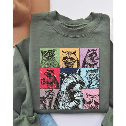 Racoon Drink Coffee Sweatshirt, Racoon Meme Sweatshirt, Funny Racoon Sweater, Funny Trash Panda Shirt, Racoon Lover...