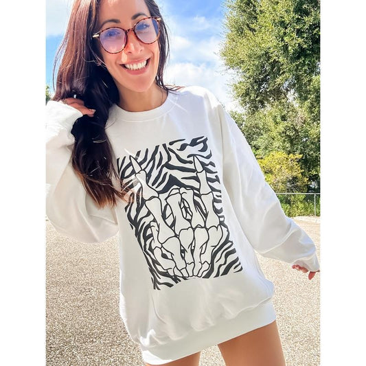 Rad Skeleton Hand Graphic Pullover