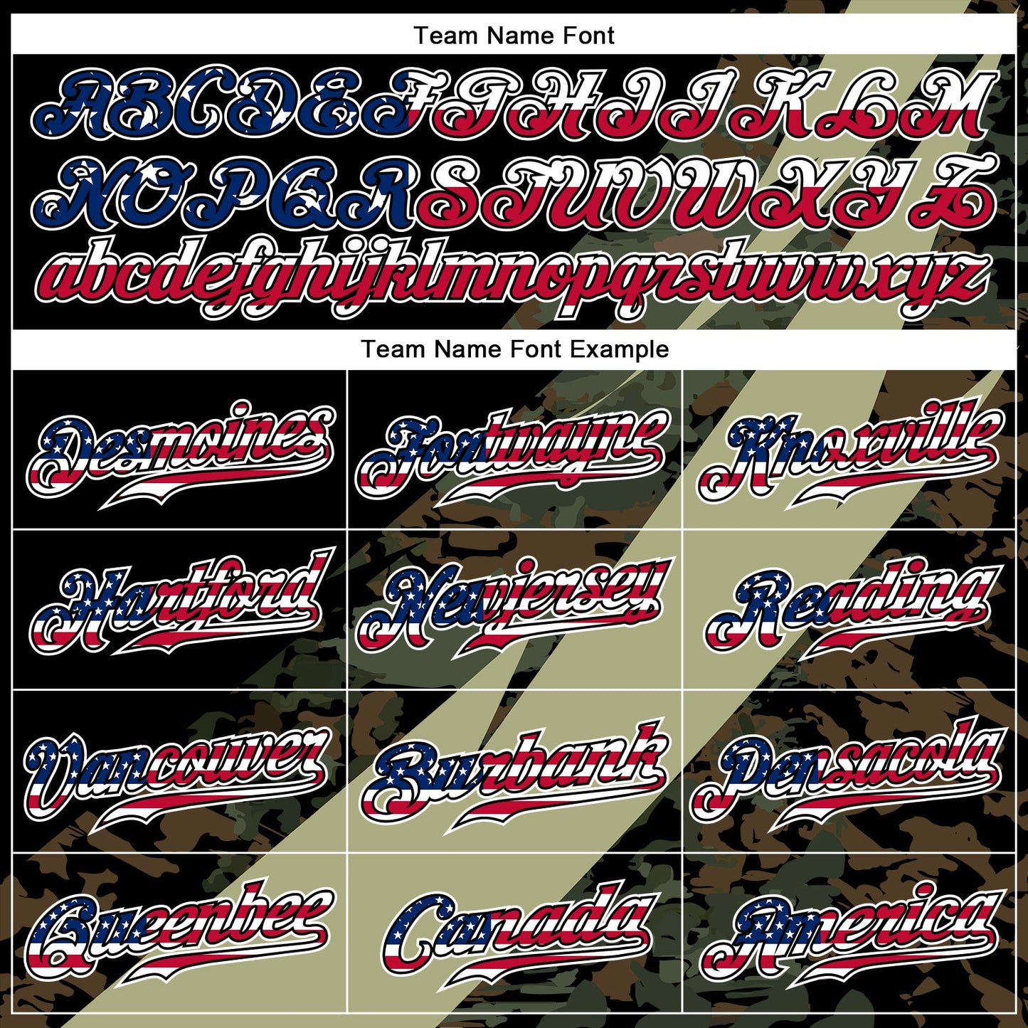 Custom Camo USA Flag Red Blue Black-White Patriotic Stars & Stripes Raglan Sleeves Authentic Baseball Jersey