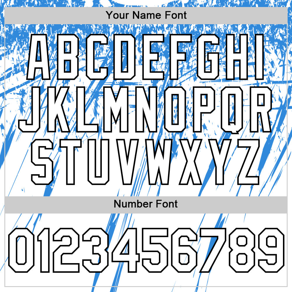 Custom White Black-Powder Blue Splatter Brush Stroke Star Raglan Sleeves Authentic Baseball Jersey