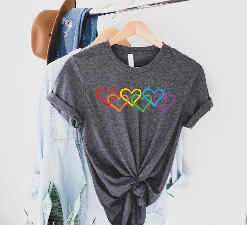 Rainbow Heart Shirt, Love is Love Rainbow Heart Shirt, Pride Rainbow Heart T Shirt, Pride Pocket Shirt, Perfect Gift,...