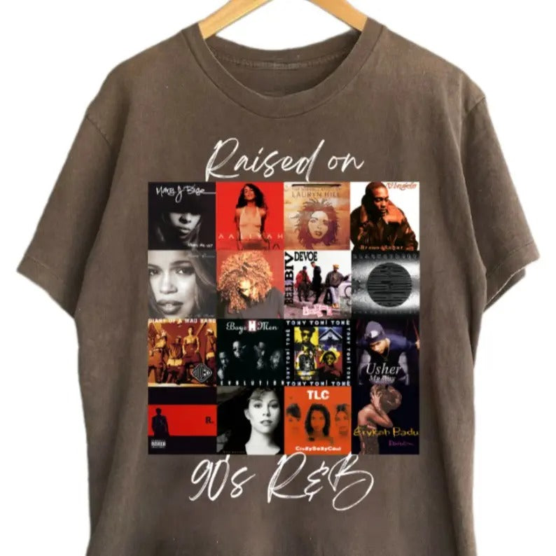 Raised On 90s R&B Album Cover T-shirt, 90's Music Artist T-shirt, Music Lover Shirt, Black History, Nostalgia Tee Top...