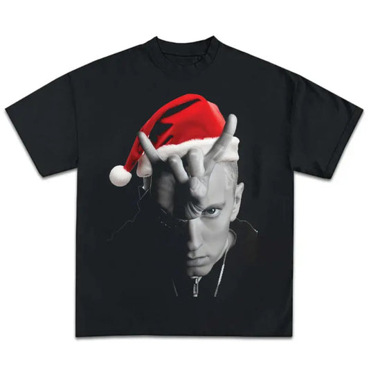 Rap God Santa Slim Shady Graphic Rap Tee Shirt Big Face Emineem Merry Christmas