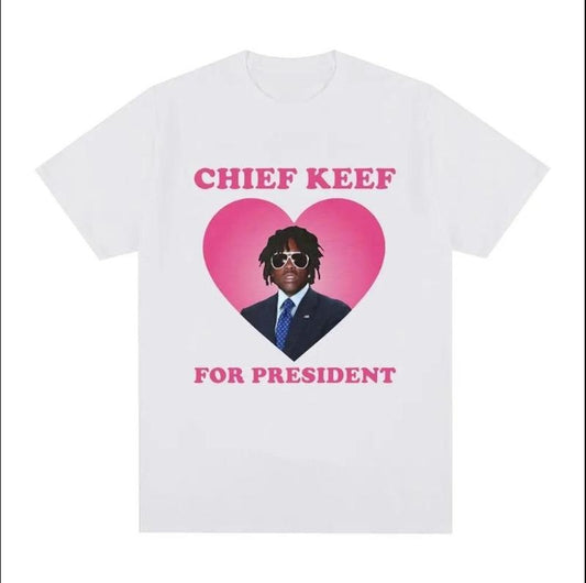 Rapper Chief Keef for President White T Shirt Hoodie, Sweatshirt | InkThreadWorks.com