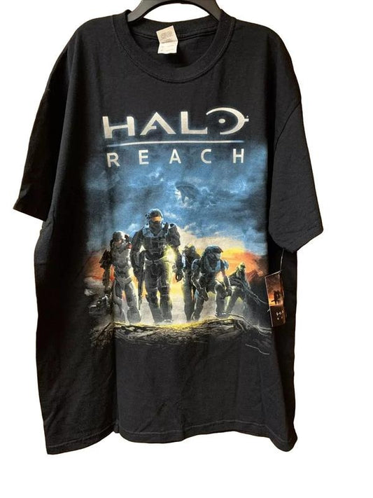Rare New Halo Reach Gaming Mens XL Black Short Sleeve Crewneck T Shirt Cotton Menswear Hoodie, Sweatshirt