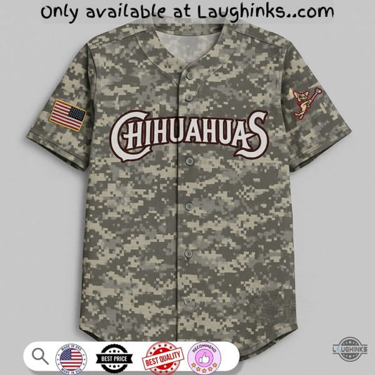 Rare Russell Athletic El Paso Chihuahuas Home Camo Jersey Shirt Replica