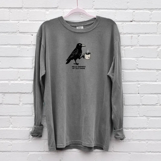 Raven Crow Coffee Shirt Halloween Shirt T-Shirt Fall Tee Tshirts Women's Oversized Gift for Coffee Lover Hoodie, Sweatshirt