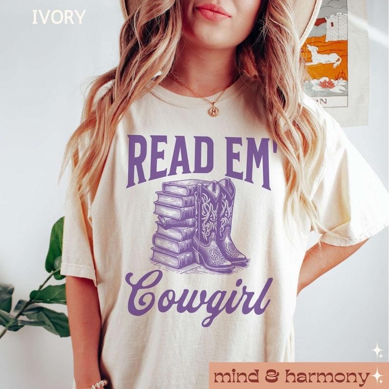 Read Em Cowgirl Shirt, Western Country Girl Tee Cowboy Romance, acotar merch Hoodie, Sweatshirt | InkThreadWorks.com