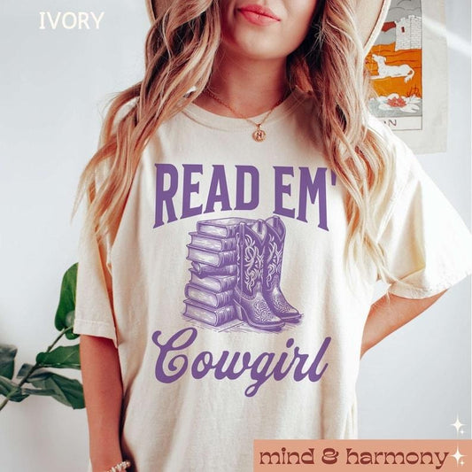 Read Em Cowgirl Shirt, Western Country Girl Tee Cowboy Romance, acotar merch Hoodie, Sweatshirt | InkThreadWorks.com