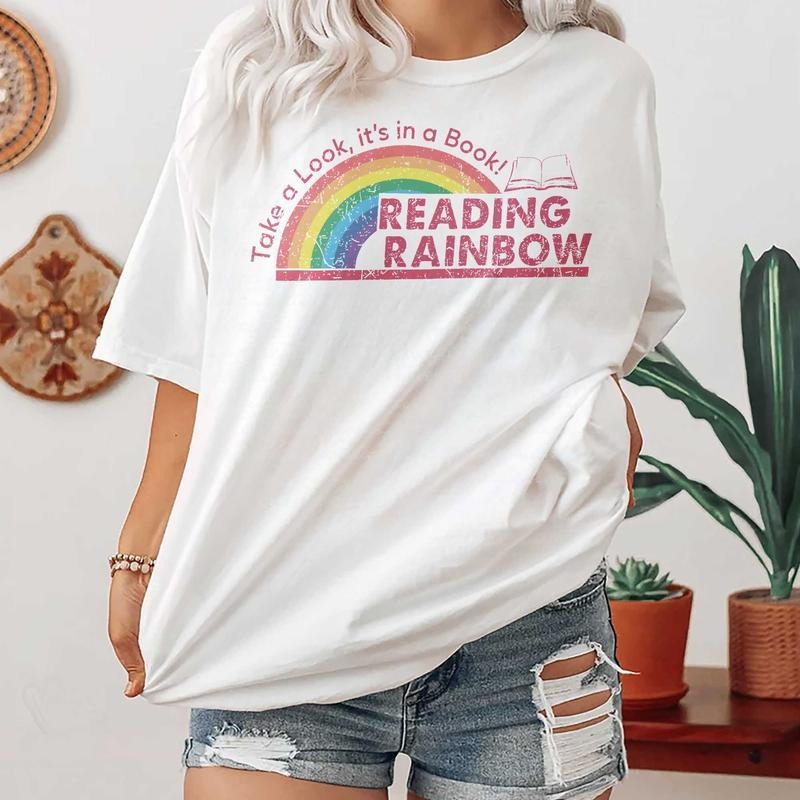 Reading Rainbow Shirt - Retro Librarian Tee - Teacher Appreciation Gift - Comfort Rainbow School Shirt - Book Lover's...