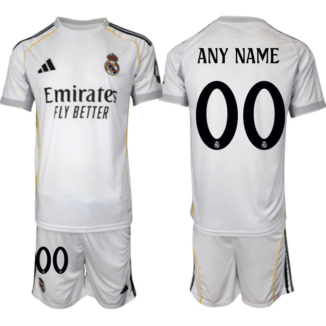 Real Madrid Custom 25 26 White Home Soccer Jersey Suit