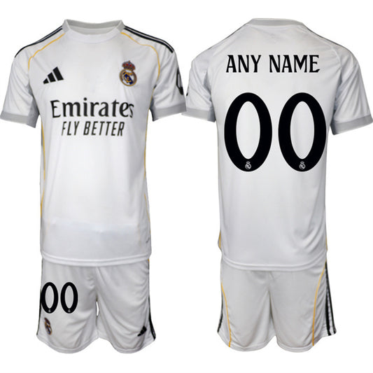 Real Madrid Custom 25 26 White Home Soccer Jersey Suit