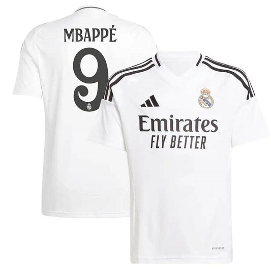 Real Madrid #9 Kylian Mbappé White 2024 25 Home Soccer Jersey
