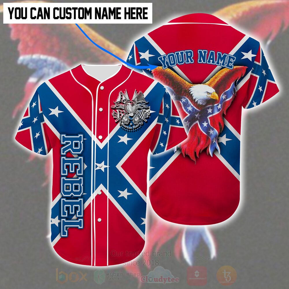 FASHION Rebel Eagle American History Personalized Custom Baseball Jersey Shirt