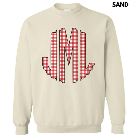 Red Gingham Monogram Sweatshirt 'NLB' T-Shirts, Hoodie | InkThreadWorks.com