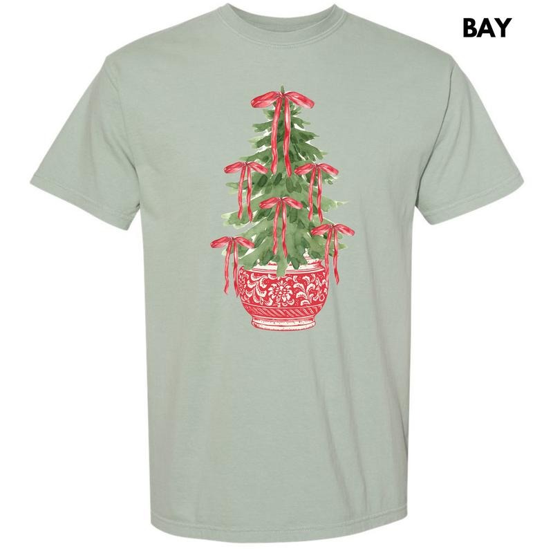 Red Potted Christmas Tree Comfort Colors T-Shirt 'NLB' Hoodie, Sweatshirt | InkThreadWorks.com