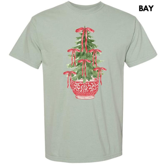 Red Potted Christmas Tree Comfort Colors T-Shirt 'NLB' Hoodie, Sweatshirt | InkThreadWorks.com