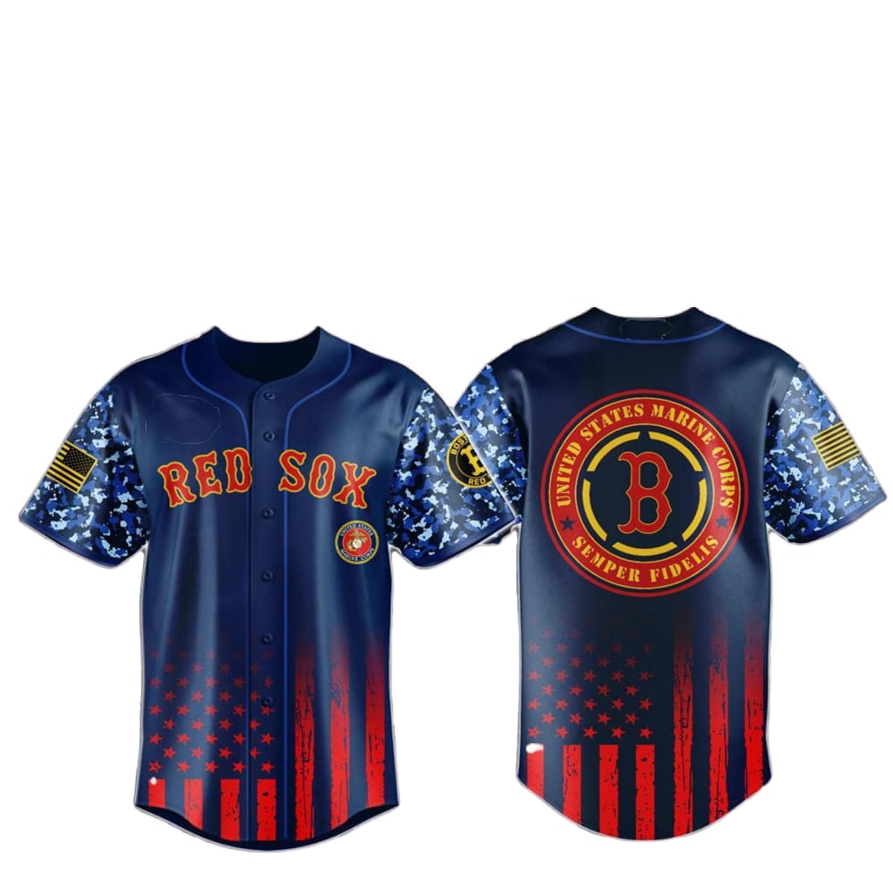 Red Sox Marine Corps Military Appreciation Baseball Jersey 2025 - Grishko.com