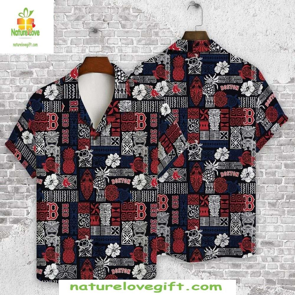 Boston Red Sox Hawaiian Shirt Tiki Luau Party Baseball Apparel