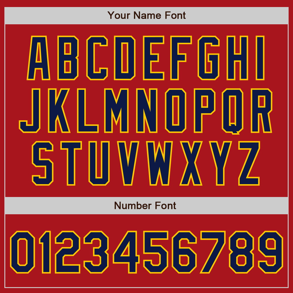 Custom Red Navy-Gold Authentic Baseball Jersey