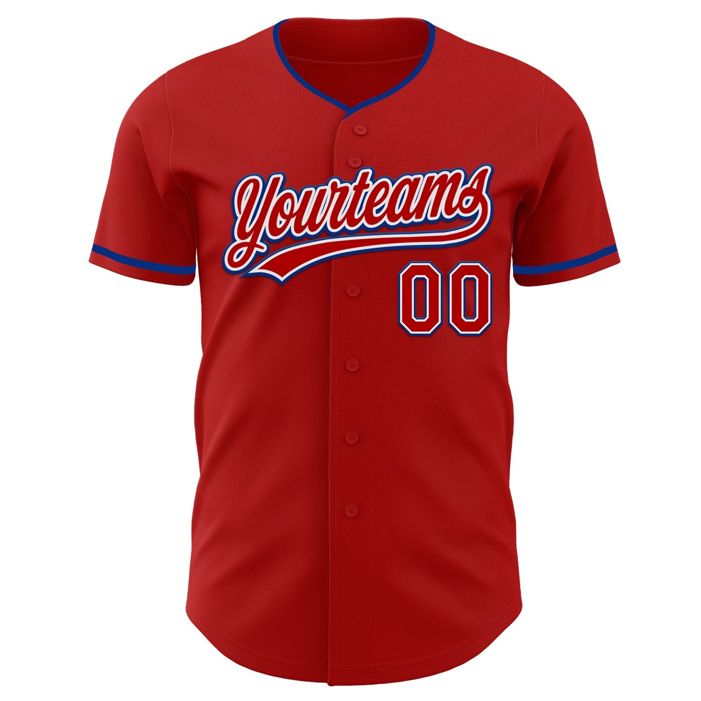 Custom Red White-Royal Authentic Baseball Jersey