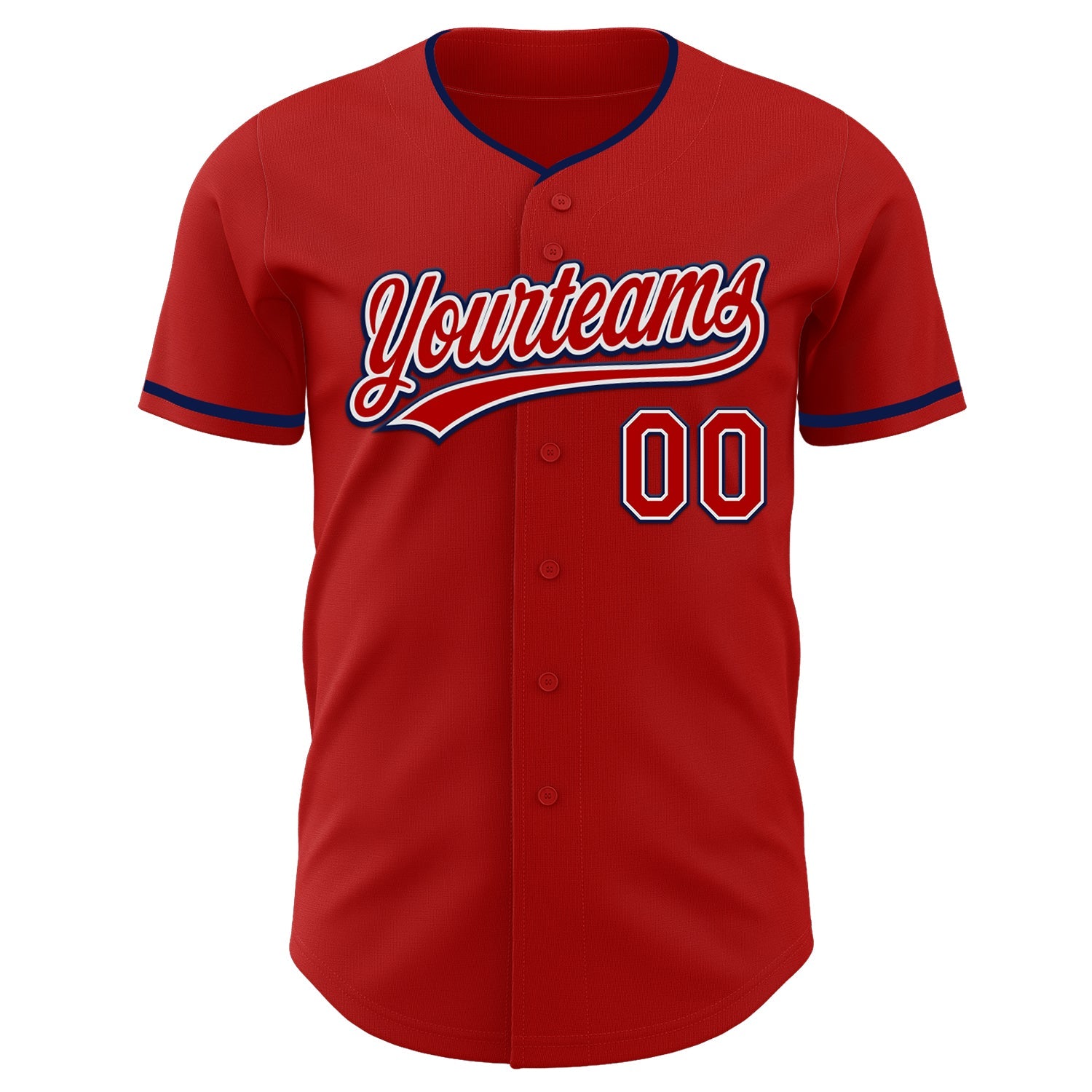 Custom Red White-Navy Authentic Baseball Jersey