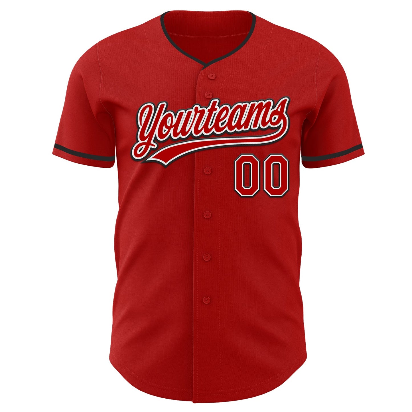 Custom Red White-Black Authentic Baseball Jersey