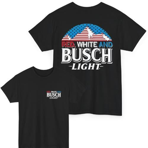 Red, White And Busch Light Both Sided Unisex T-Shirt Fabric Menswear Hoodie, Sweatshirt | InkThreadWorks.com