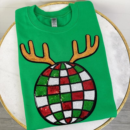 Reindeer Disco Patch Gildan Sweatshirt T-Shirts, Hoodie | InkThreadWorks.com