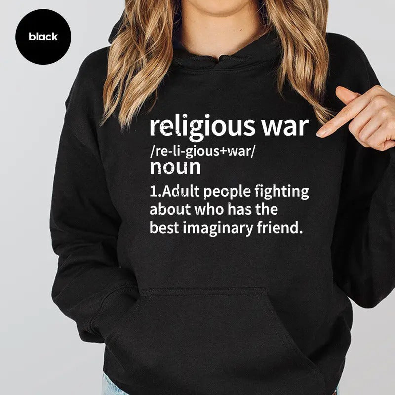 Religious War Definition, Funny Hoodie Casual Street Style Fleece Fabric Pullover Hooded Sweatshirt for Women for Men, Perfect Gift