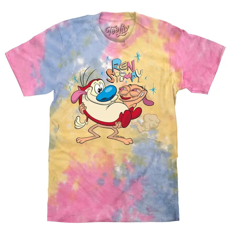 Ren & Stimpy Slap Tie Dye T-Shirt - Sherbert Tie Dye Hoodie, Sweatshirt | InkThreadWorks.com