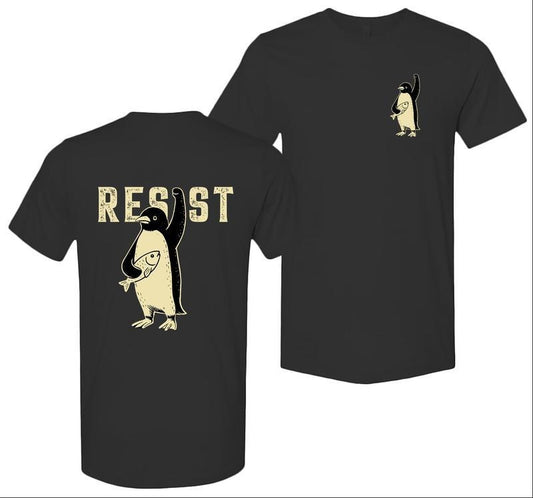 Resist Penguins Shirt, Unisex Tee With Penguins Against Tariffs, Crewneck Graphic Printed Unisex Cotton T-shirt for Men for Women