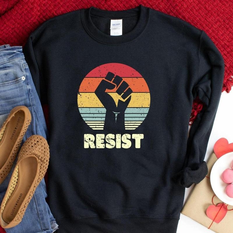 Resist Shirt, Protest Sweatshirt, Black Lives Matter Cotton Crewneck Hoodie | InkThreadWorks.com