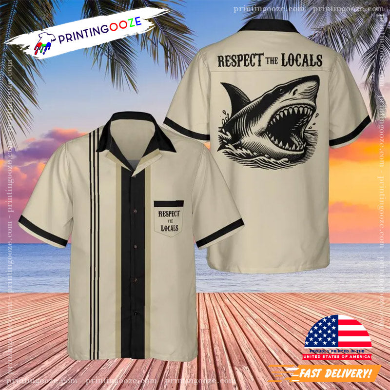 Respect The Locals Angry Shark Hawaiian Shirt