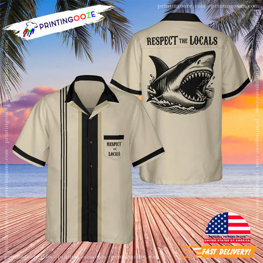 Respect The Locals Angry Shark Hawaiian Shirt