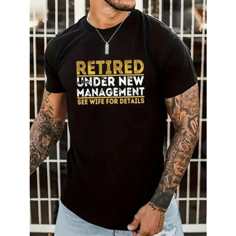 Retired Graphic Men's Short Sleeve T-shirt, Comfy Stretchy Trendy Tees For Summer, Casual Daily Style Fashion Clothing Made in USA