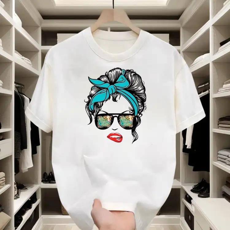 Retro - Chic Cotton T - shirt |   Stylish Female Graphic, Great for Casual Outings