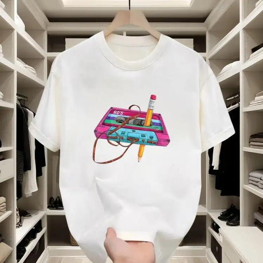 Retro - Vibe Cotton T - shirt |   Fun Cassette Tape Print for Casual Gatherings Hoodie, Sweatshirt | InkThreadWorks.com